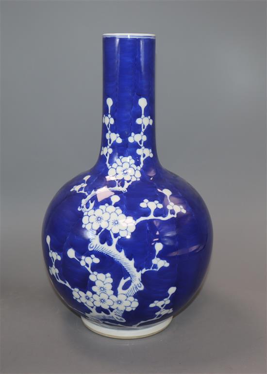 A Chinese blue and white prunus vase height 32cm